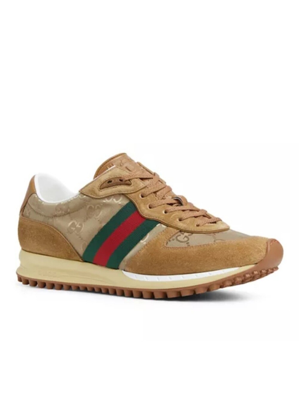 $980 Gucci Re-Motion GG Canvas Suede Sneaker Men's Camel UK 9 US 9.5 EU 42.5 NIB